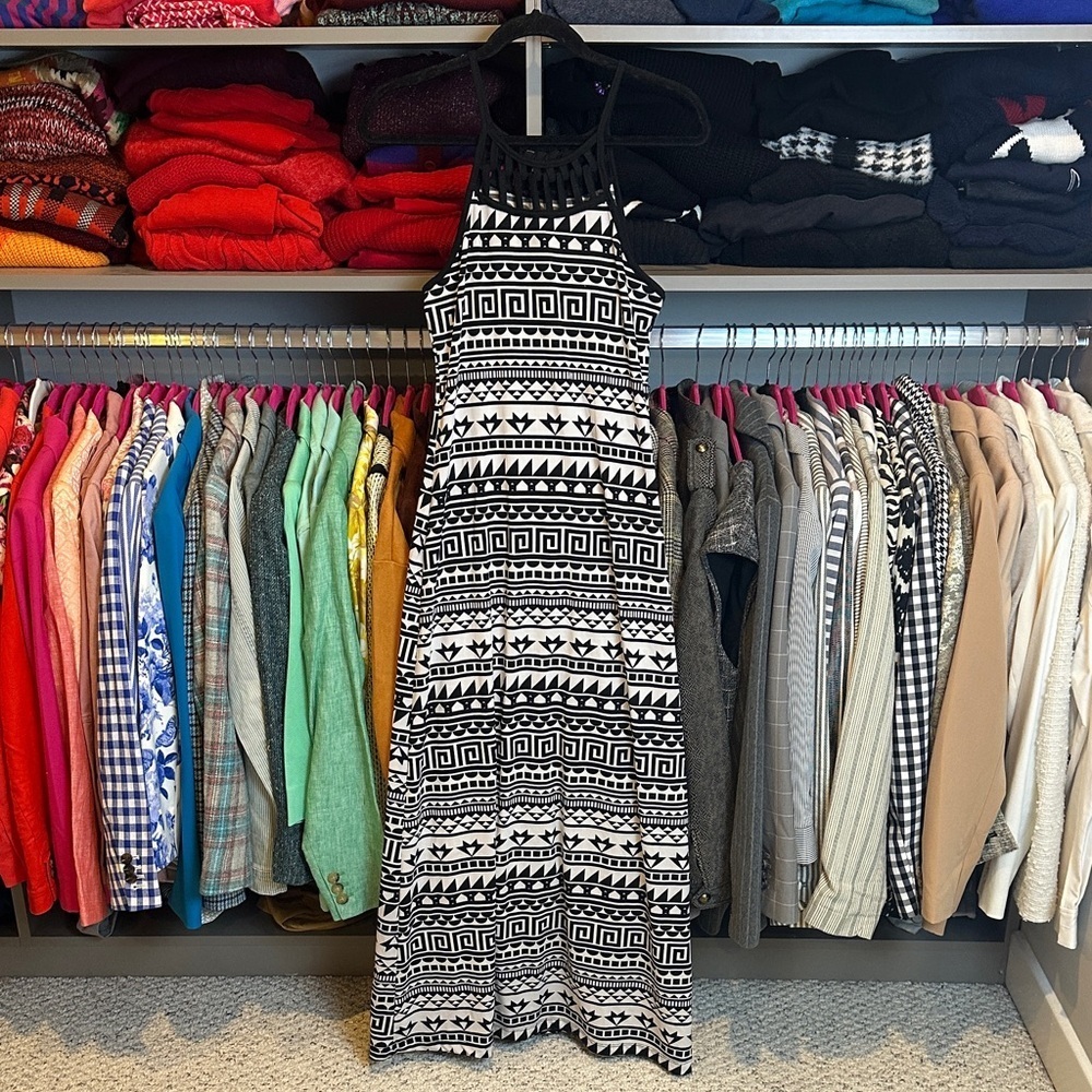 Unbranded black/white print sleeveless maxi dress size S
